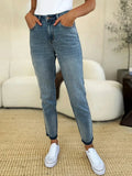 Full/Plus Size Mid Rise Rigid Magic Release Hem Judy Blue Jeans