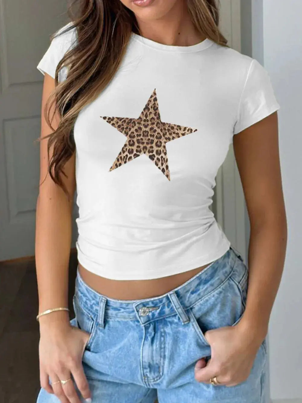 Devine Star Round Neck Short Sleeve T Shirt