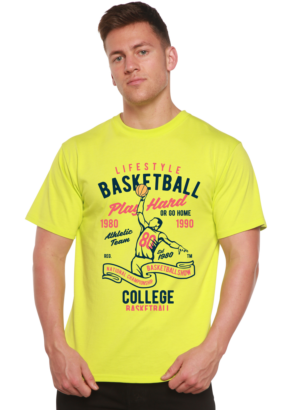 Life Style Basketball Men's Bamboo Viscose/Organic Cotton Short Sleeve Graphic T-Shirt