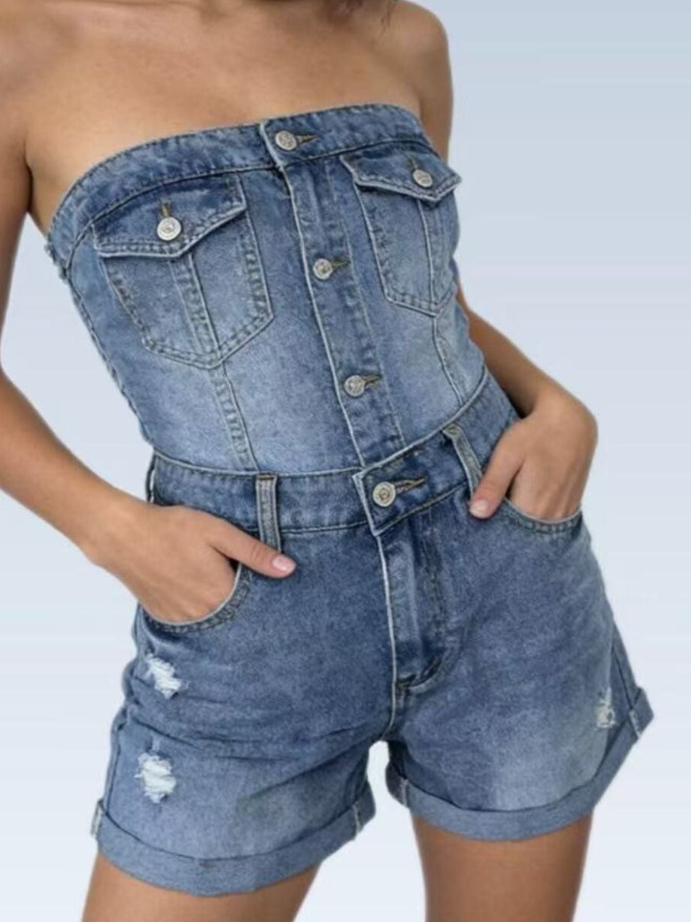 High Waisted Distressed Shorts