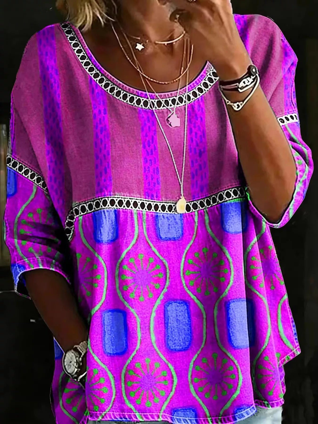 Full Size Hollow Out Round Neck Top