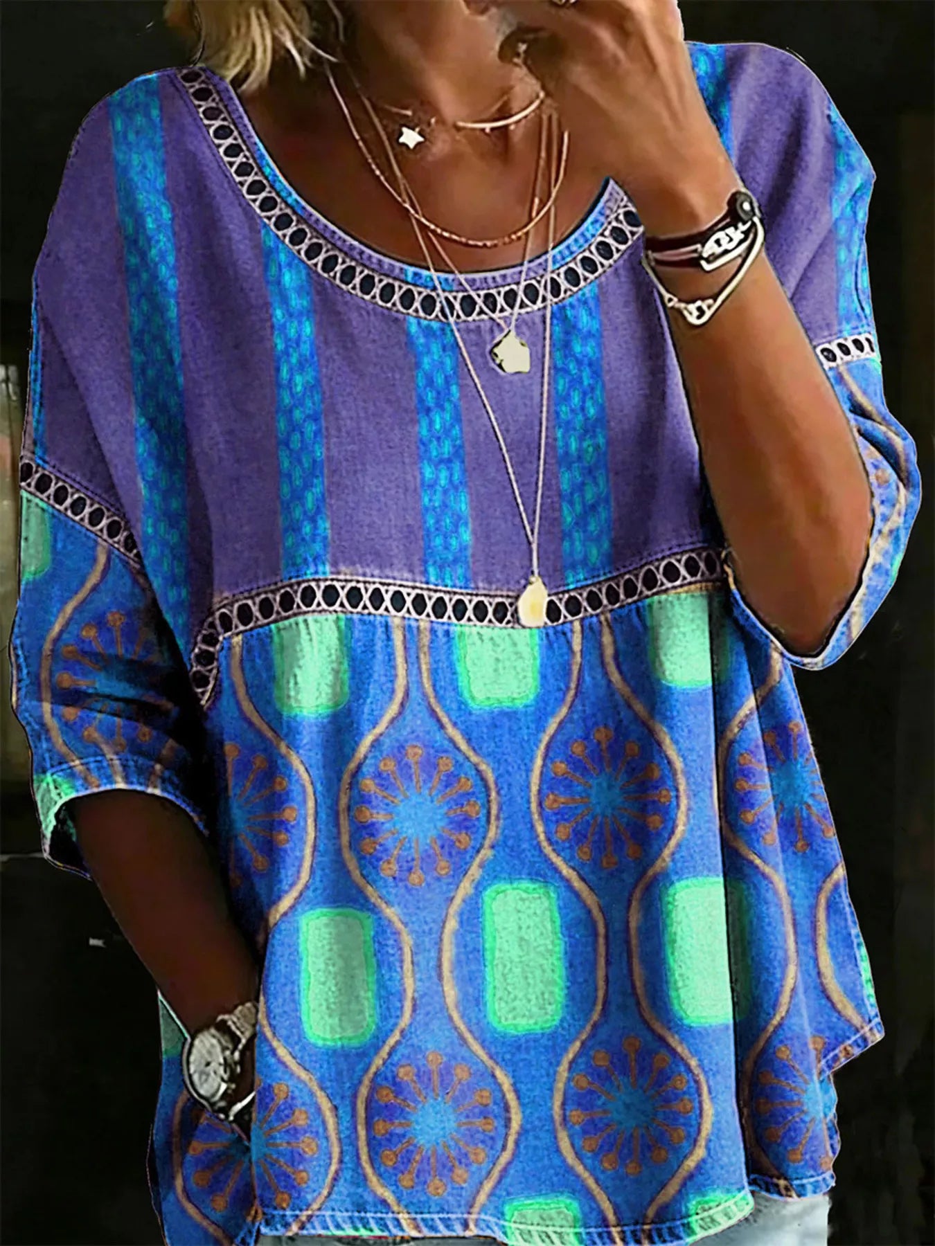 Full Size Hollow Out Round Neck Top