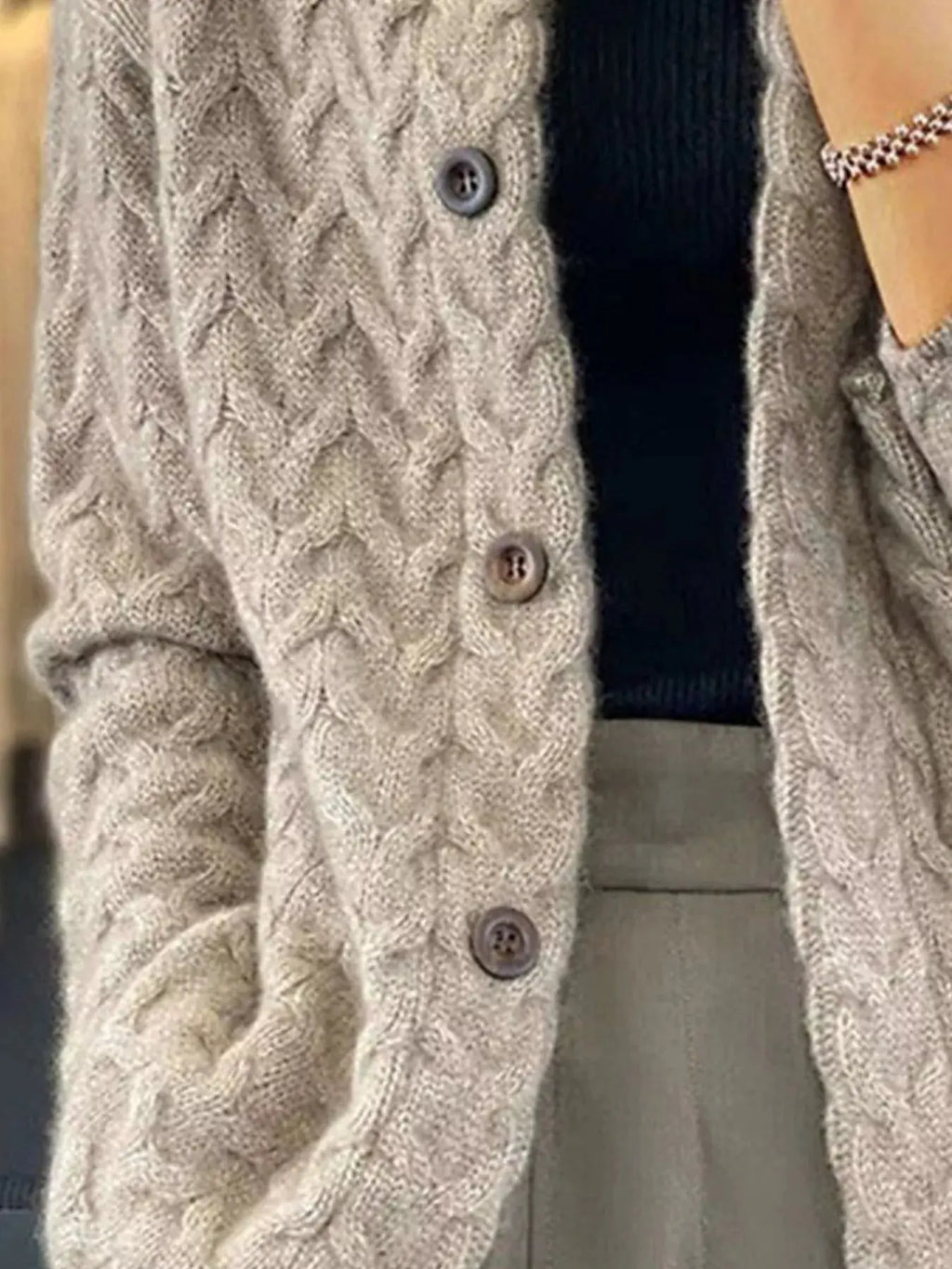 Textured Knit Button Down Cardigan