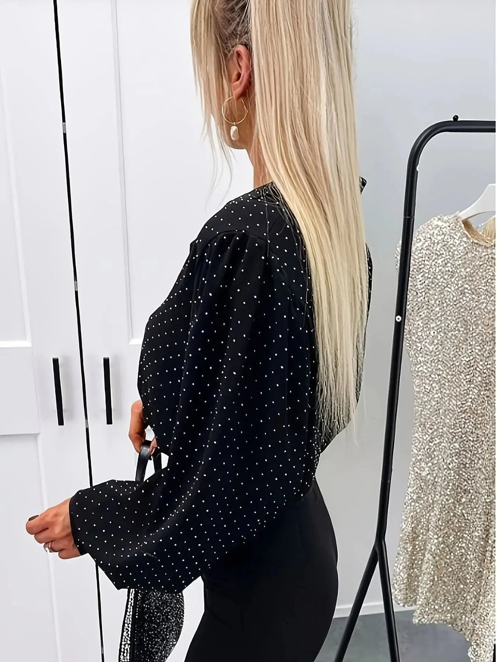Polka Dot Oversized Button Up Shirt