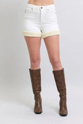 Judy Blue Jeans - Full Size High Waist Shearling Cuff Denim Shorts