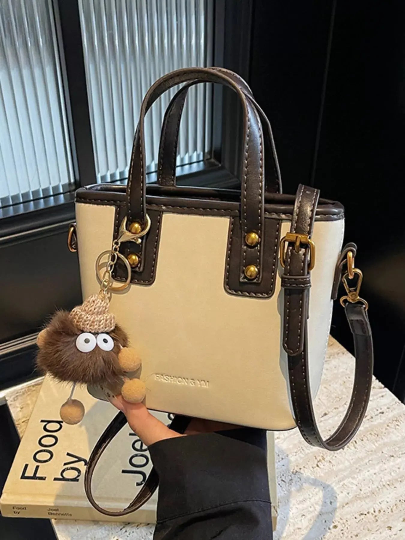 Leather Crossbody Bag with Charm