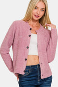 Zenana Button Down Long Sleeve Cardigan Sweater