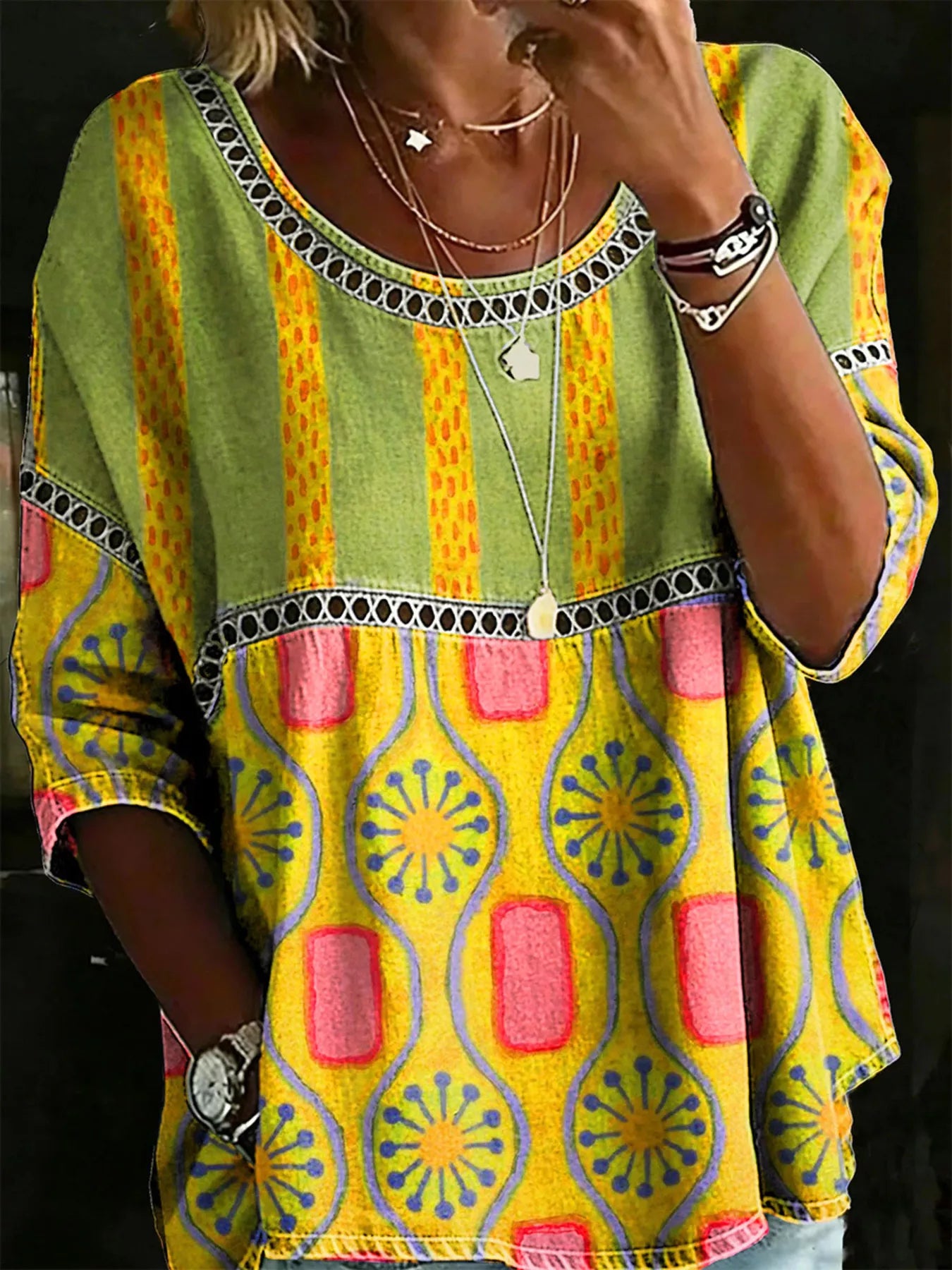 Full Size Hollow Out Round Neck Top