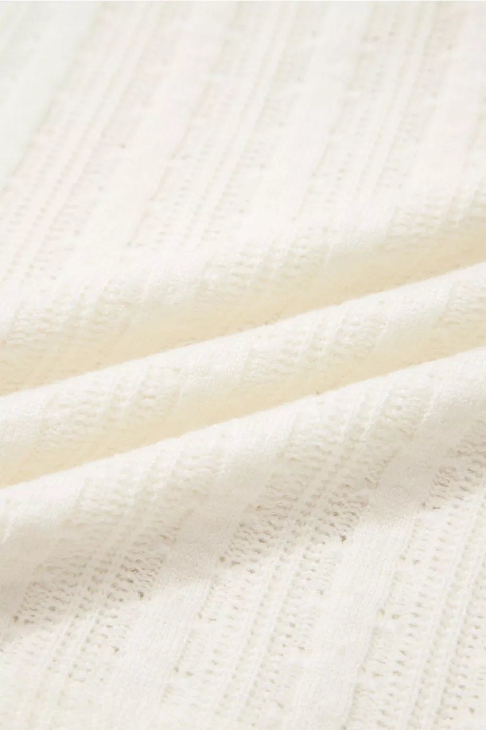 Ribbed Knit Button Detail V Neck T Shirt