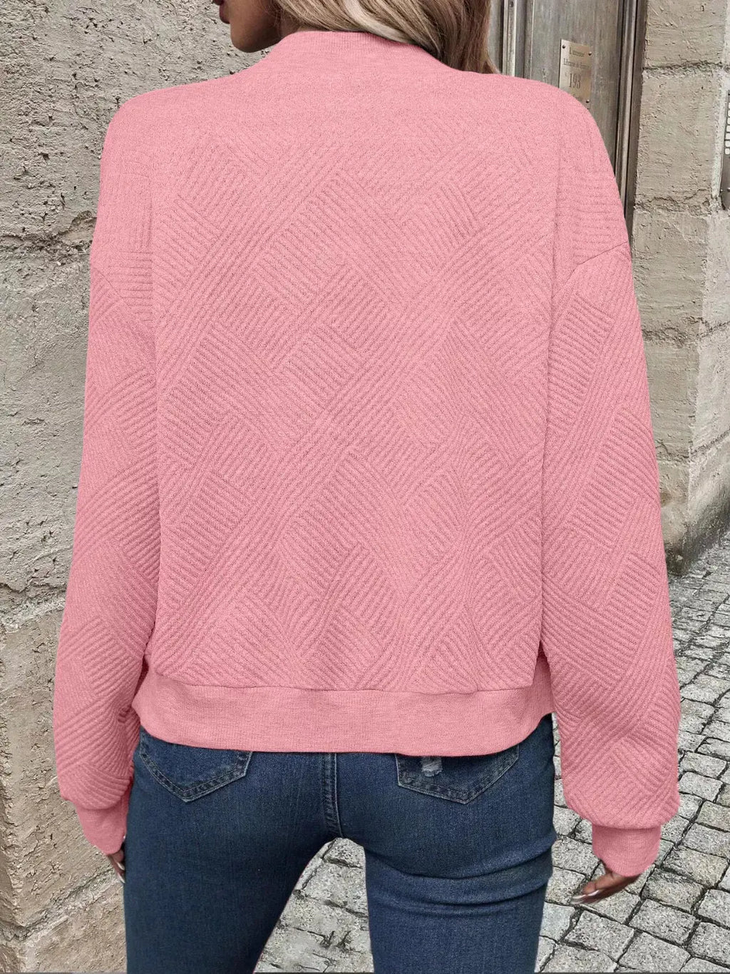 Texture Zip Up Bomber Jacket