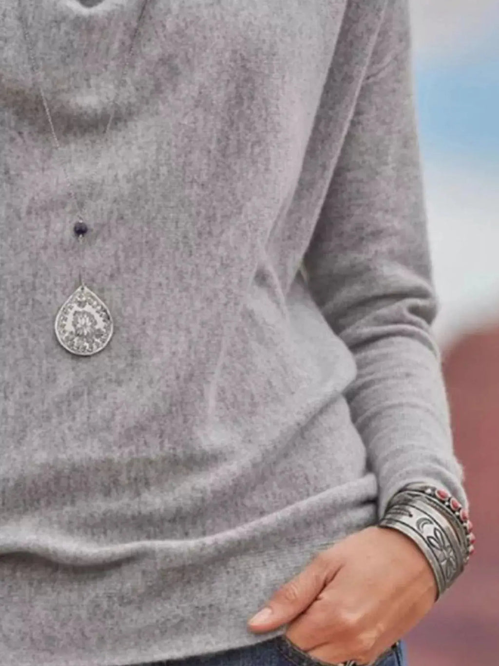 Full Size Cowl Neck Long Sleeve Top