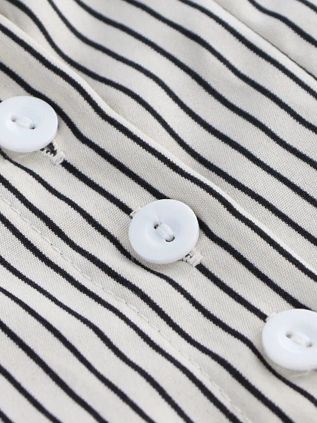 Pinstripe Puff Sleeve Cinched Waist Button Up Shirt