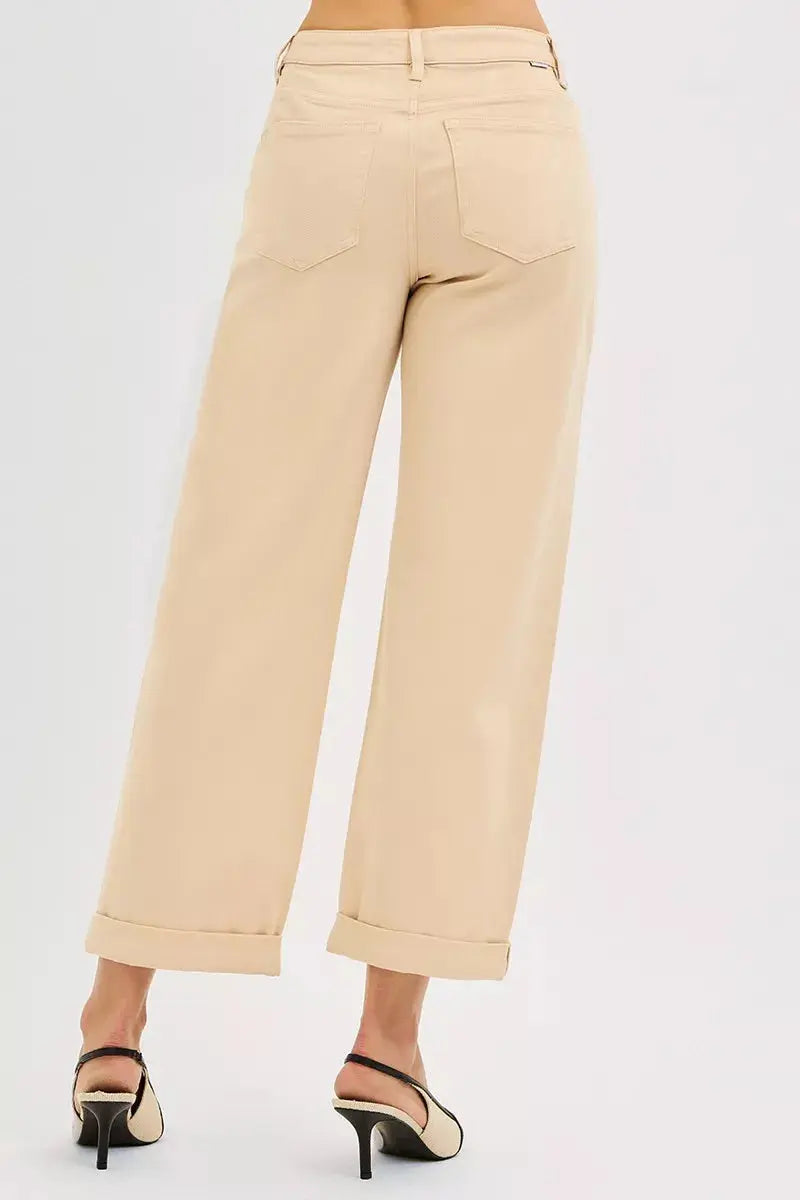 RISEN Jeans - Tummy Control Mid Rise Ankle Barrel Relaxed Baggy Jeans