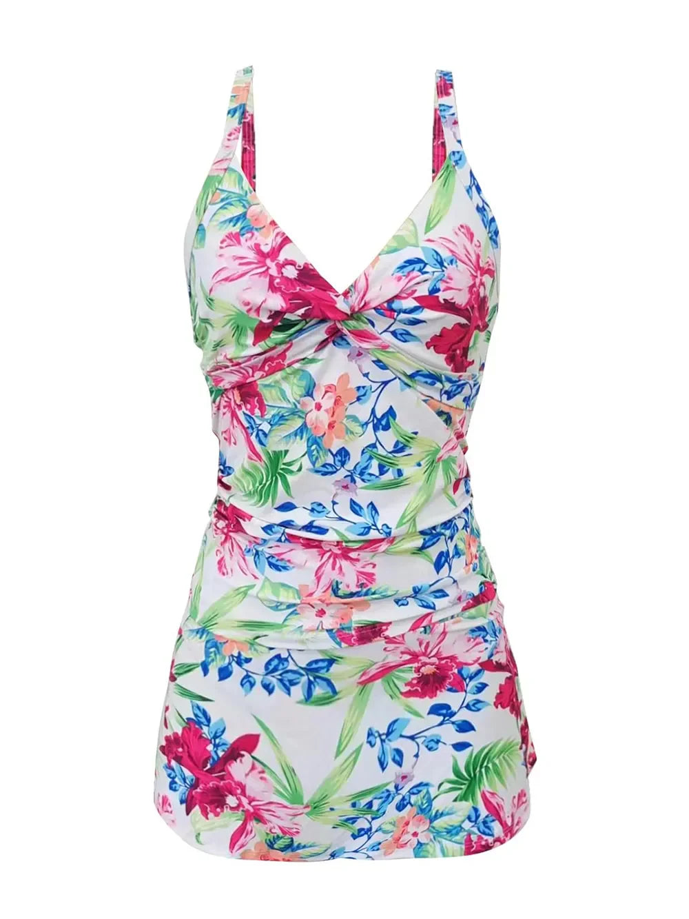 Printed Spaghetti Strap Top and Skirt Swimwear Set