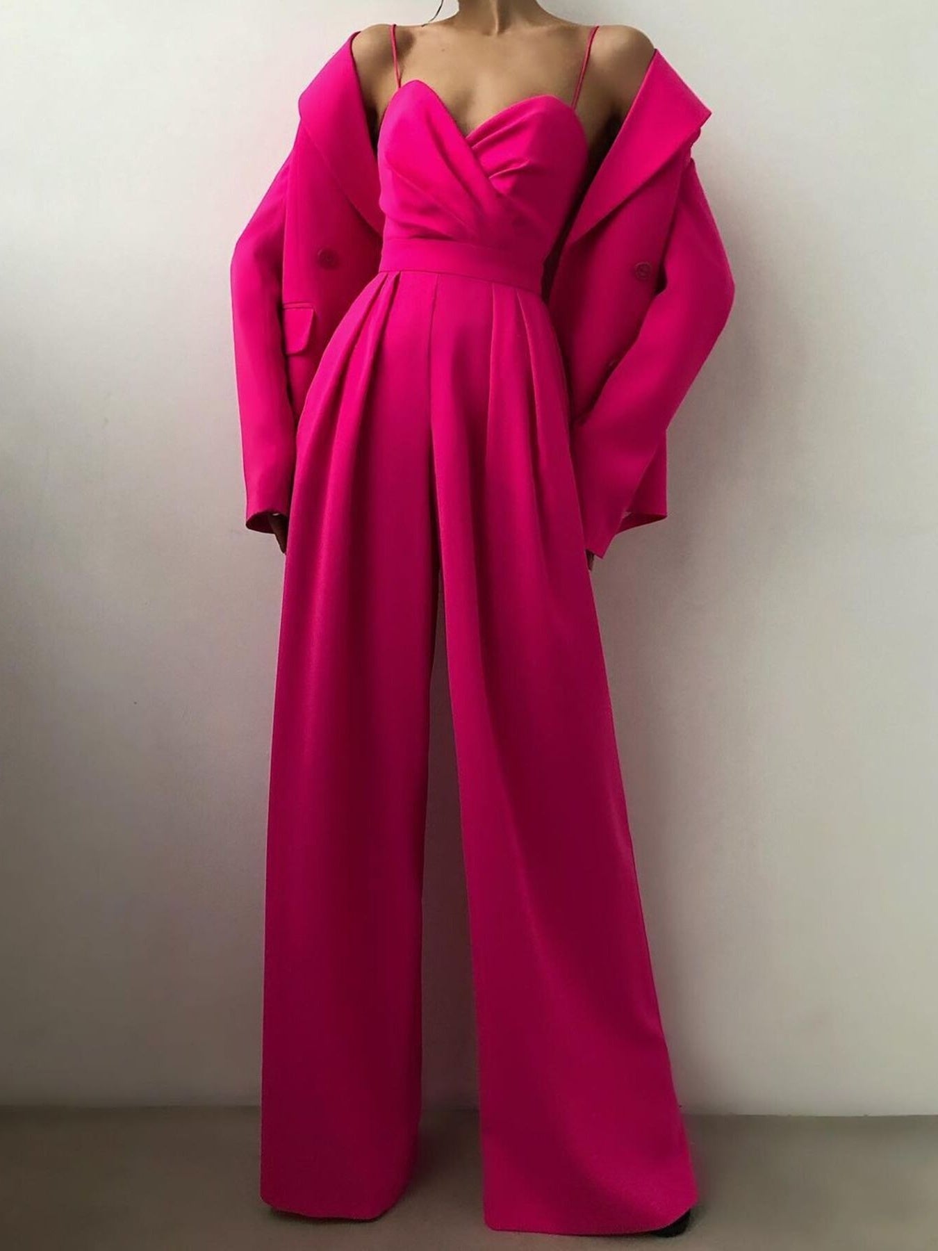 Full Size Spaghetti Strap Wide Leg Jumpsuit