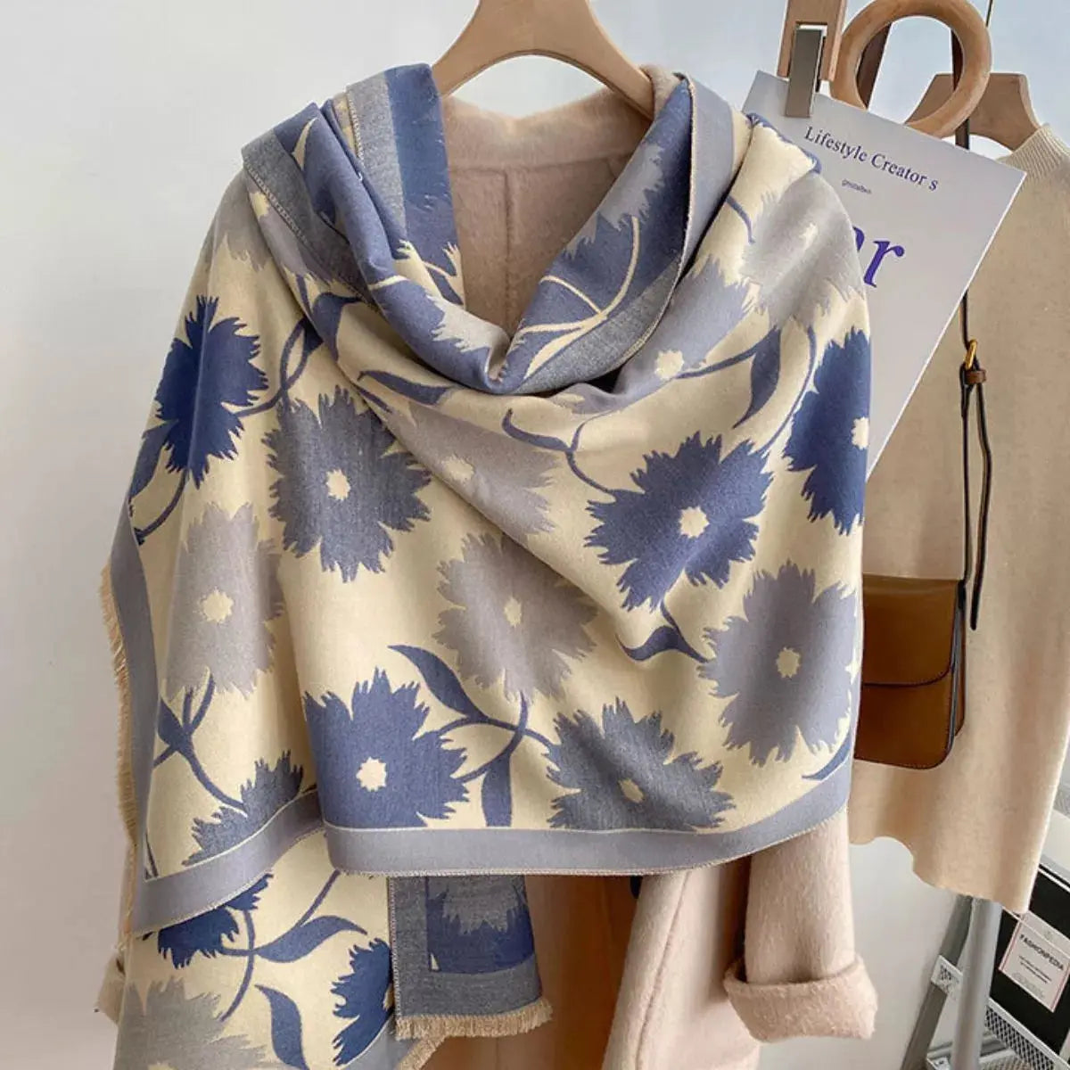 Floral Print Warm Winter Womens Scarf