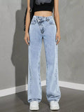 High Waist Wide Leg Denim Jeans