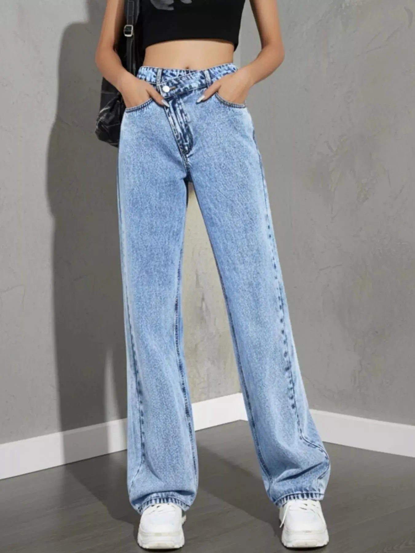 High Waist Wide Leg Denim Jeans