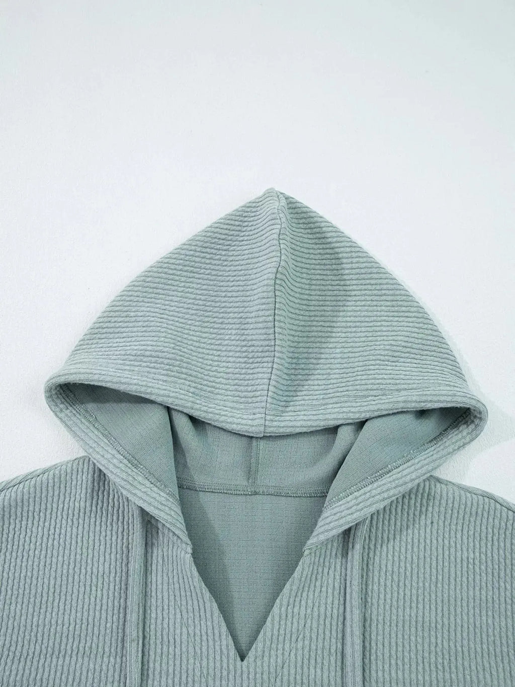 Ribbed Knit Drop Shoulder Hoodie