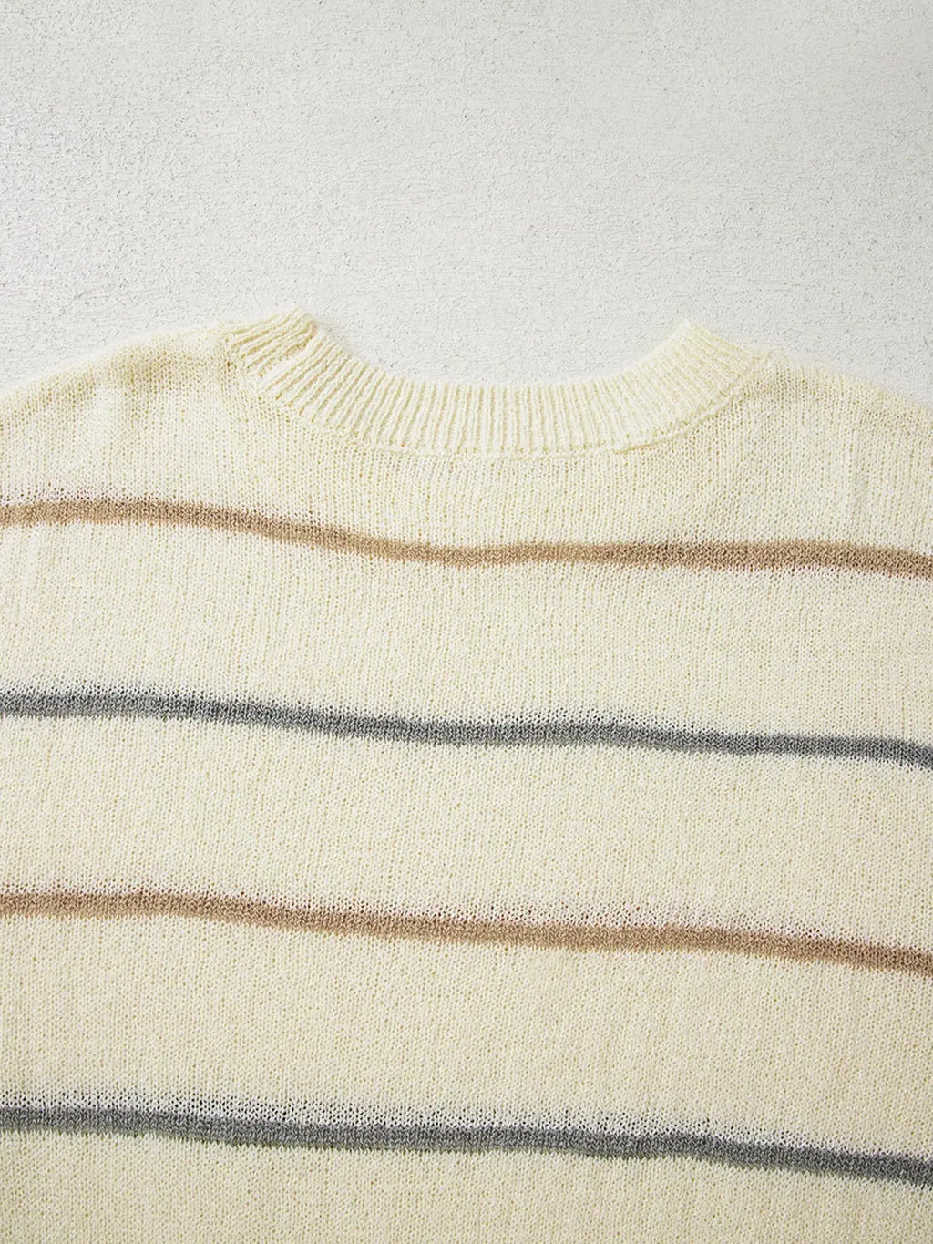 Stripe Striped Ribbed Edge Drop Shoulder Sweater