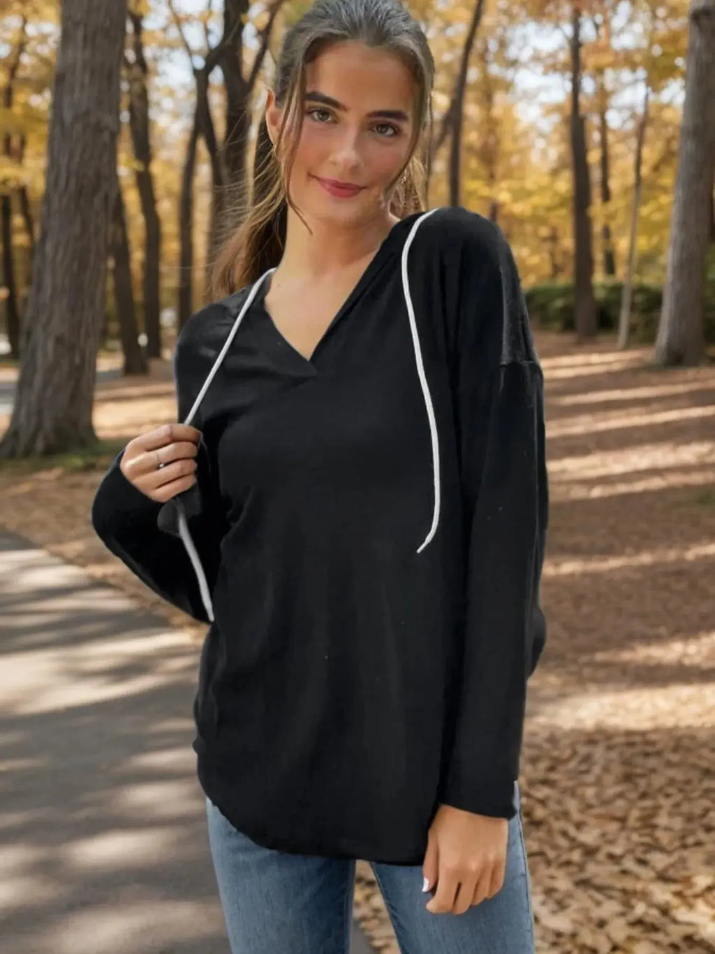 Plus Size Drawstring Long Sleeve Hoodie