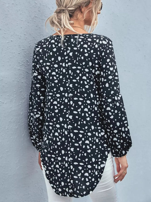 Animal Print V Neck Blouse