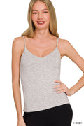 Zenana Double Layered V Neck Spaghetti Cami Tank Top