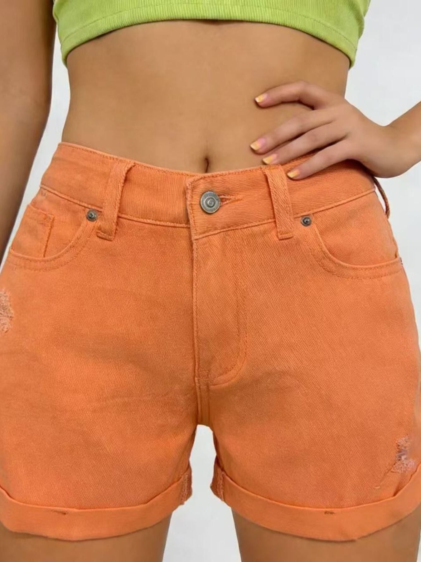 High Waisted Distressed Shorts