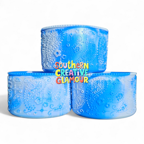 Blue Shimmer Paisley Silicone Tumbler Boot
