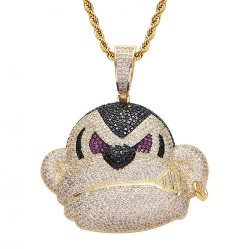 Hip Hop Fierce Shark Inlaid Zircon Pendant Charm Trend Necklace
