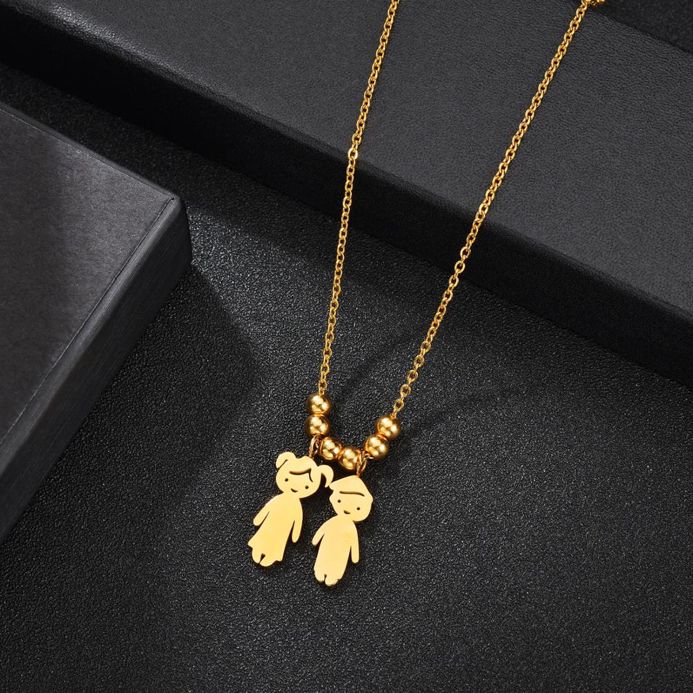 Personalized Boy Girl Kids Pendant Necklace Women Child Engraved Name Date Family Jewelry
