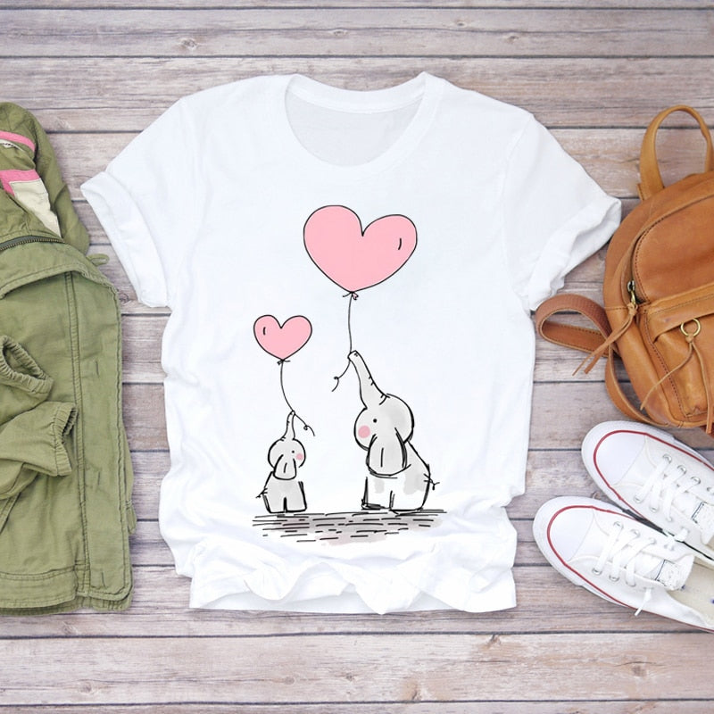Dream Feather Print Summer Short Sleeve T-Shirts Top Graphic Plue Size