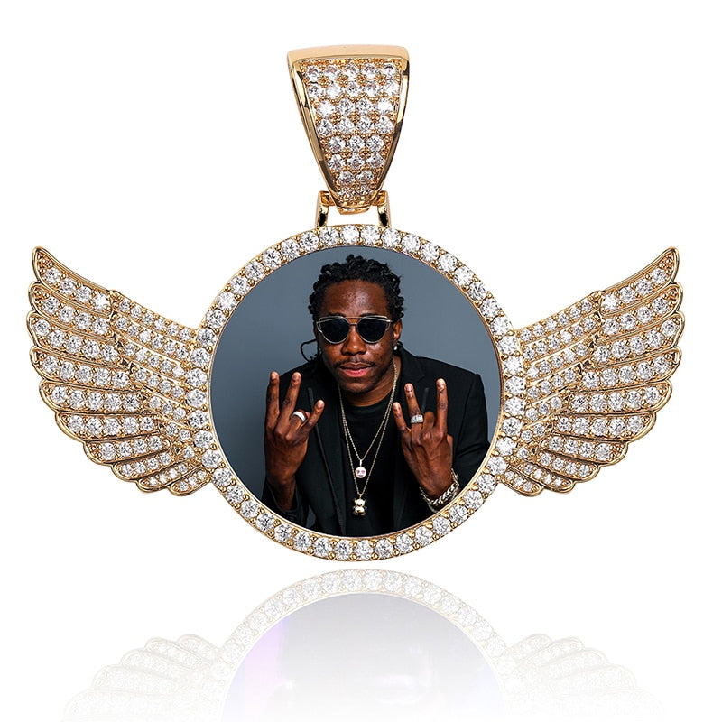 Custom Photo Memory Medallions Necklace With Tennis Chain With Cubic Zircon Chains