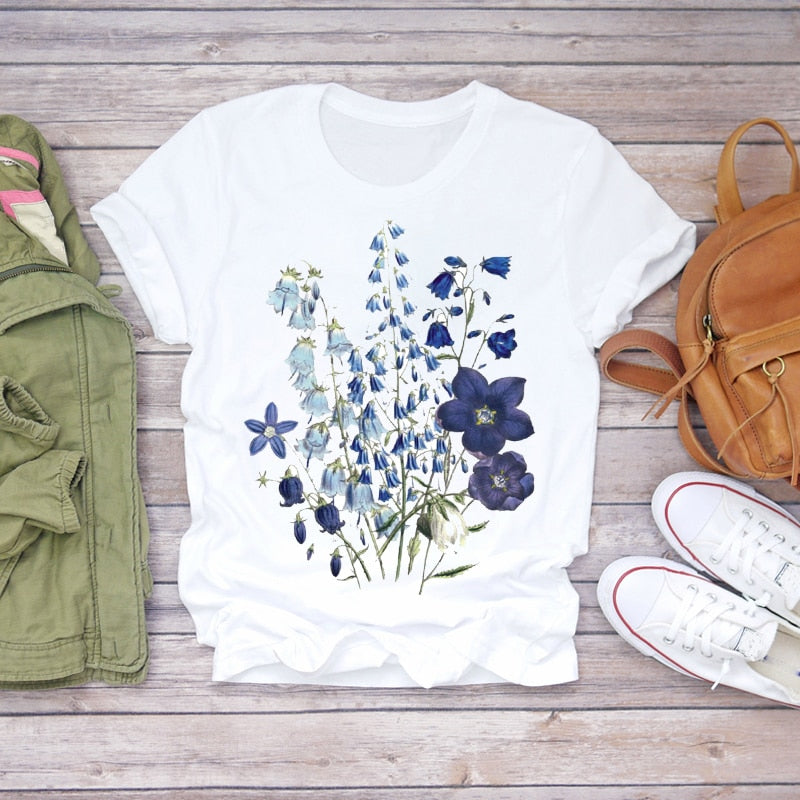 Dream Feather Print Summer Short Sleeve T-Shirts Top Graphic Plue Size
