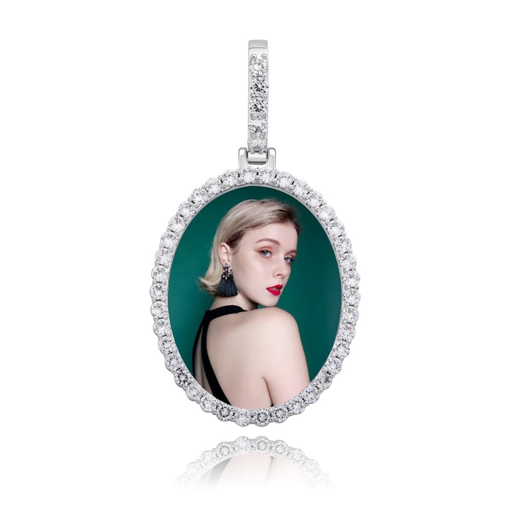 Custom Photo Pendant Oval Medal Pendant Ice Zircon Pendant Necklace Fashion Hip Hop Jewelry