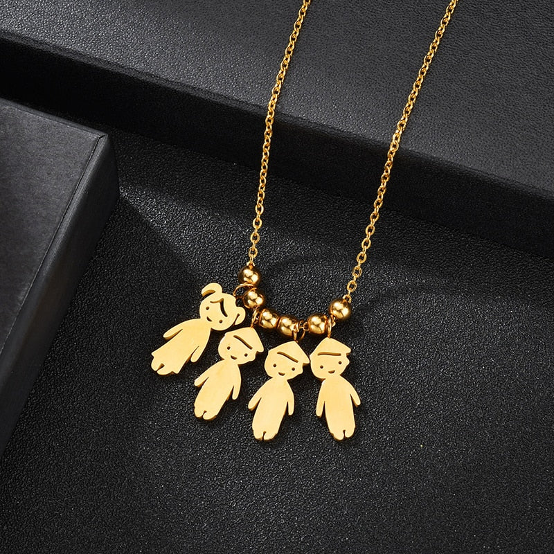 Personalized Boy Girl Kids Pendant Necklace Women Child Engraved Name Date Family Jewelry