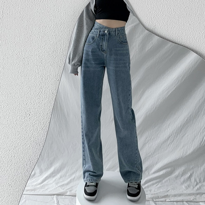 Jeans Women Wide Leg Pants Mom Femme High Waist Woman Trousers
