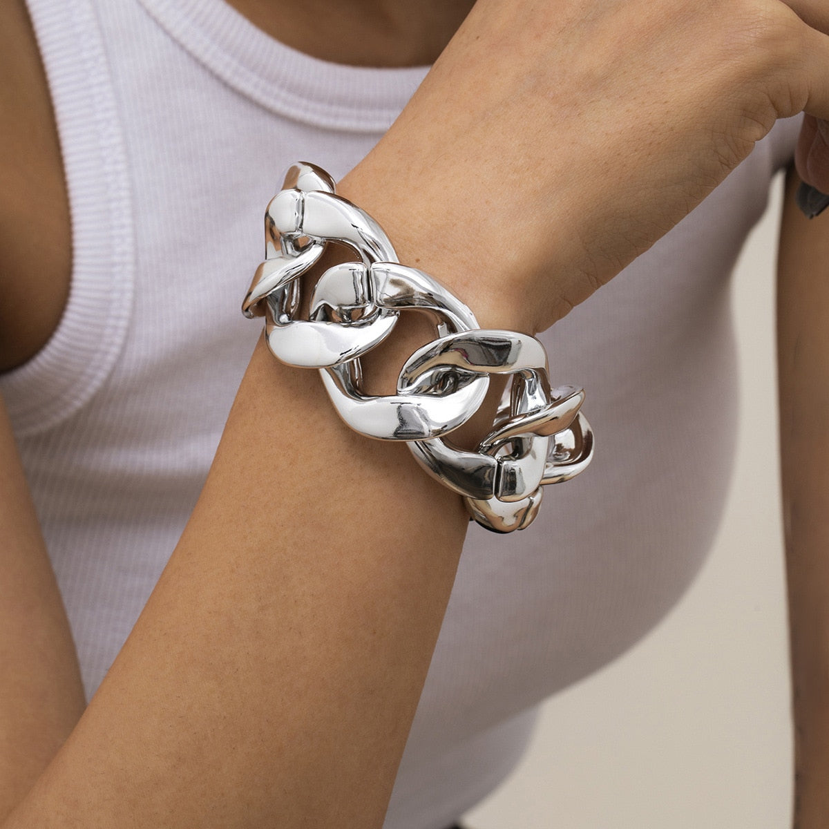 Hip Hop Thick Link Chain Bracelet Women's CCB Material