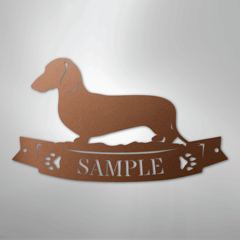 Dachshund Banner Monogram - Steel Sign