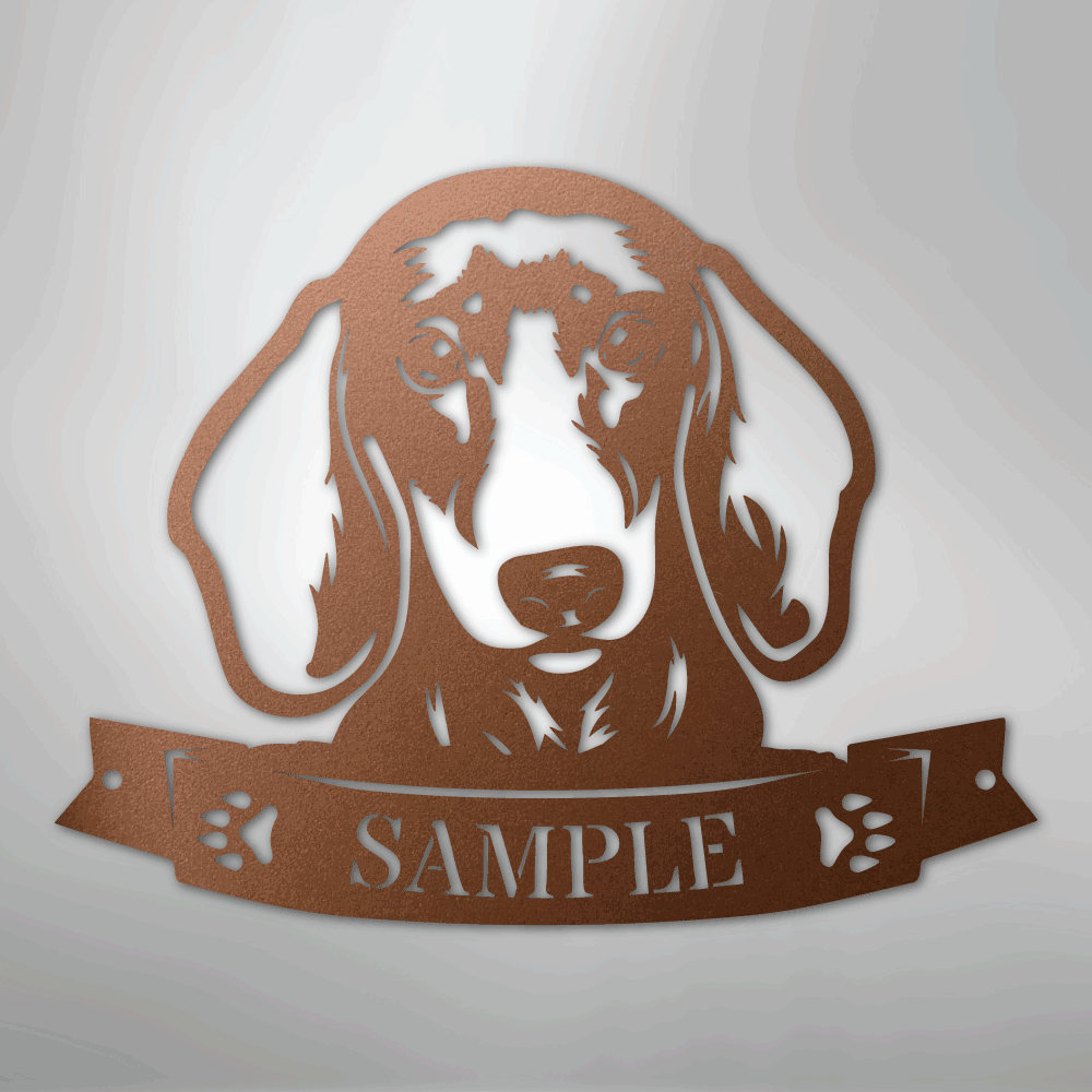 Dachshund Face Monogram - Steel Sign