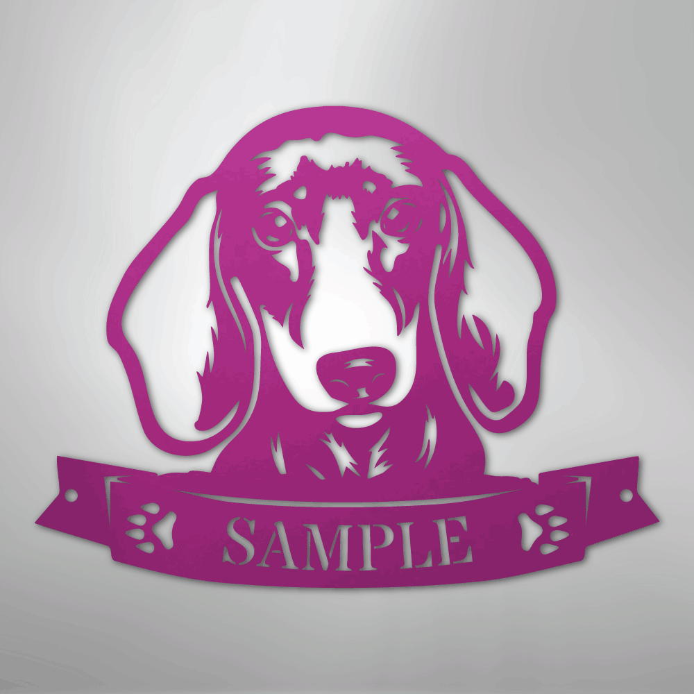 Dachshund Face Monogram - Steel Sign
