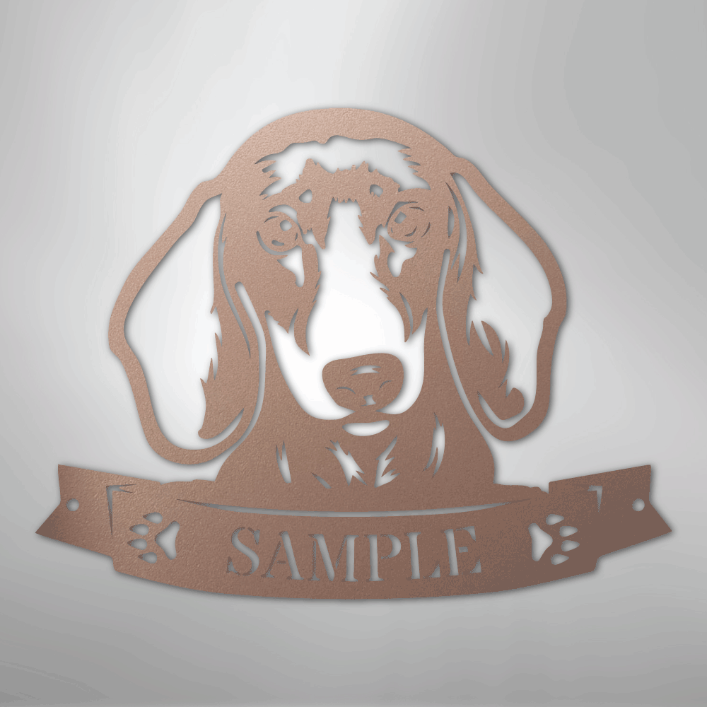 Dachshund Face Monogram - Steel Sign