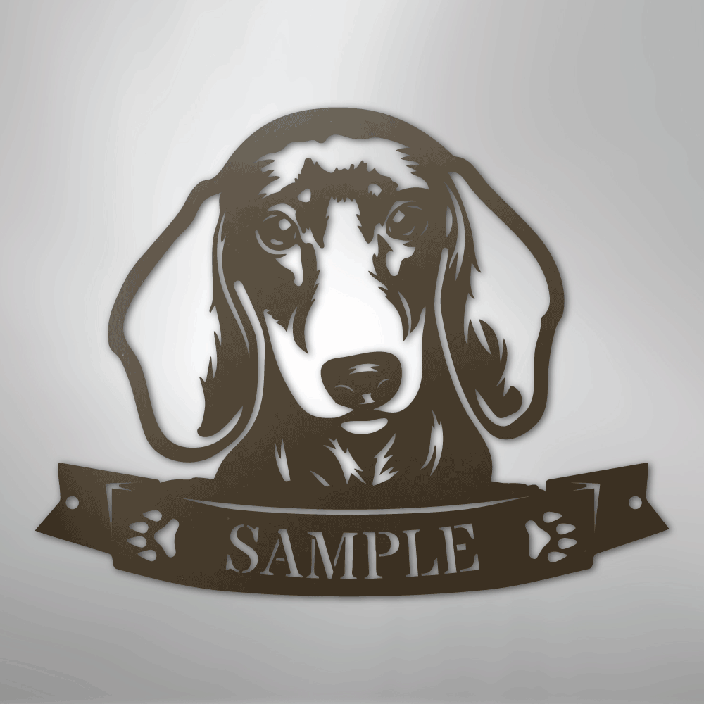Dachshund Face Monogram - Steel Sign