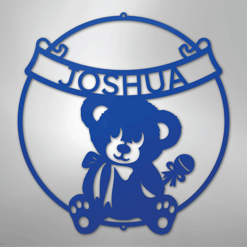 Teddy Banner Monogram - Steel Sign