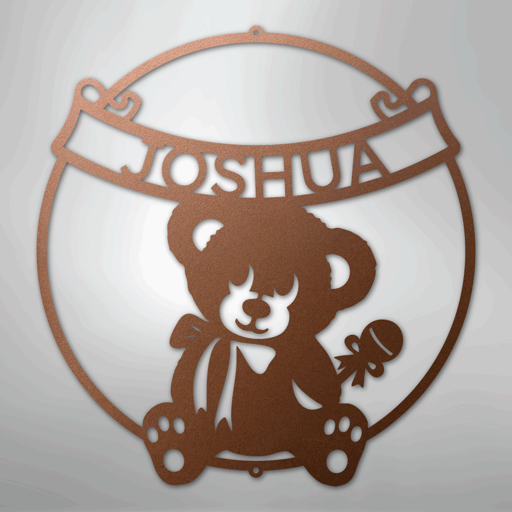 Teddy Banner Monogram - Steel Sign