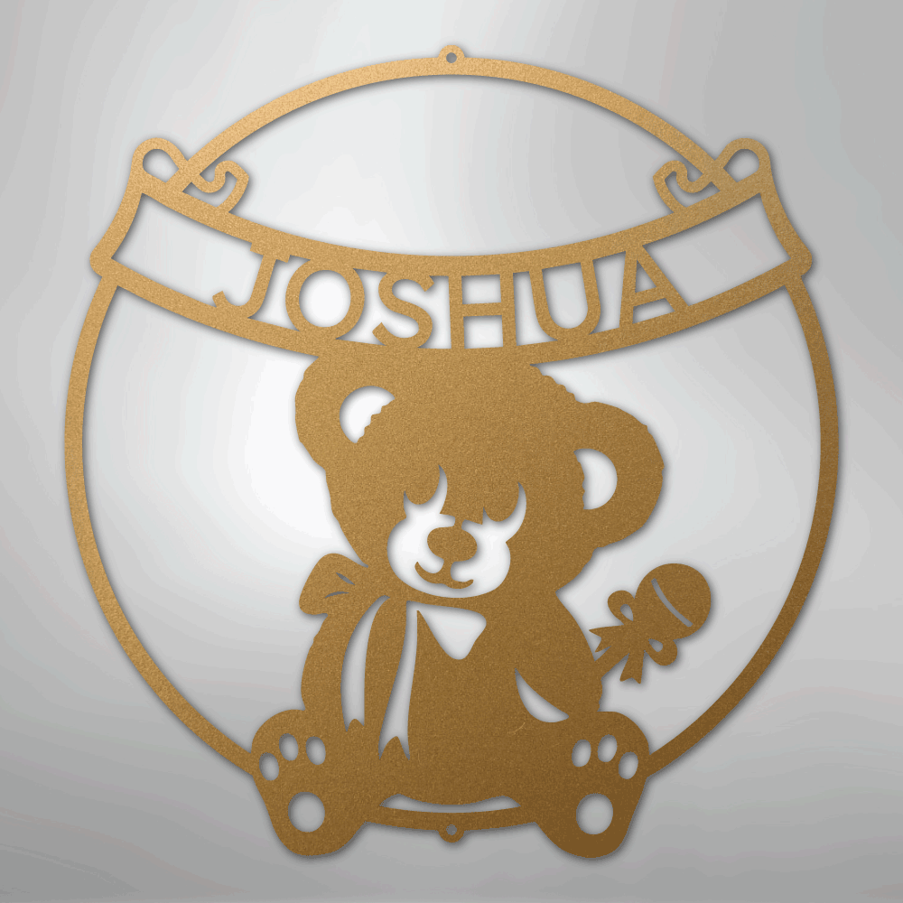 Teddy Banner Monogram - Steel Sign