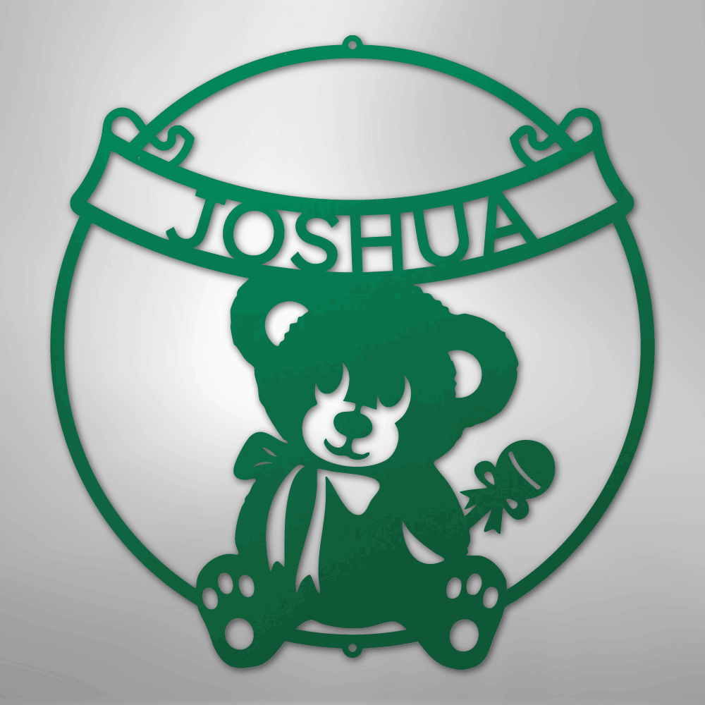 Teddy Banner Monogram - Steel Sign