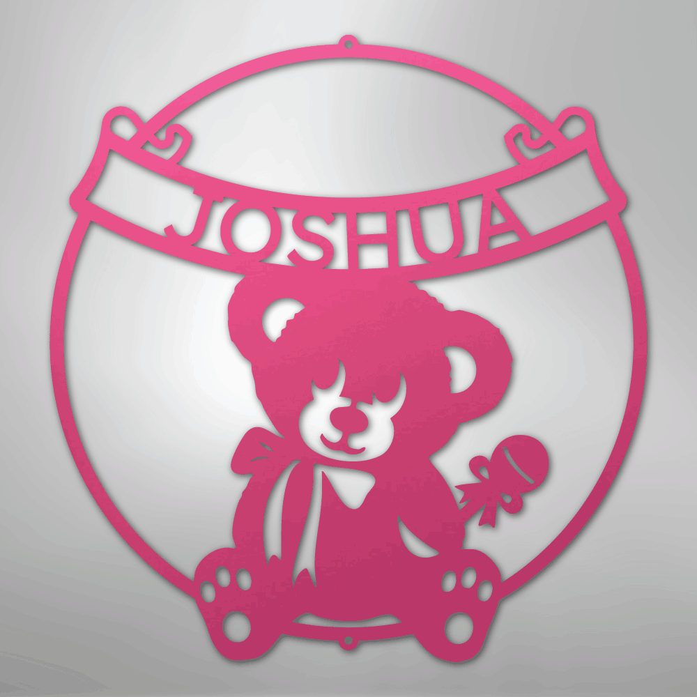 Teddy Banner Monogram - Steel Sign