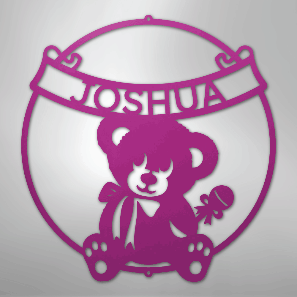 Teddy Banner Monogram - Steel Sign