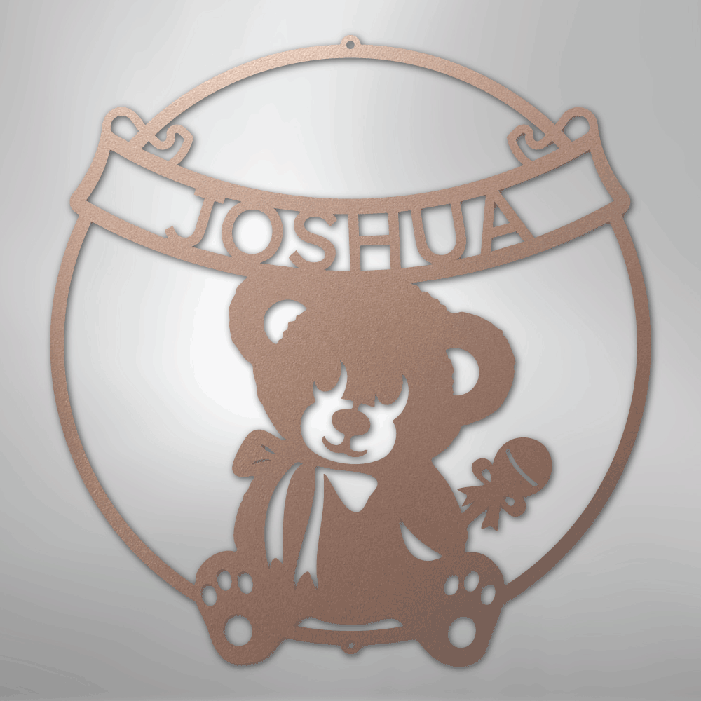 Teddy Banner Monogram - Steel Sign